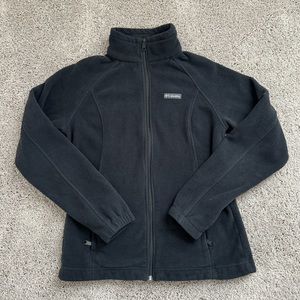 COLUMBIA zip-up FLEECE jacket in BLACK, size LARGE